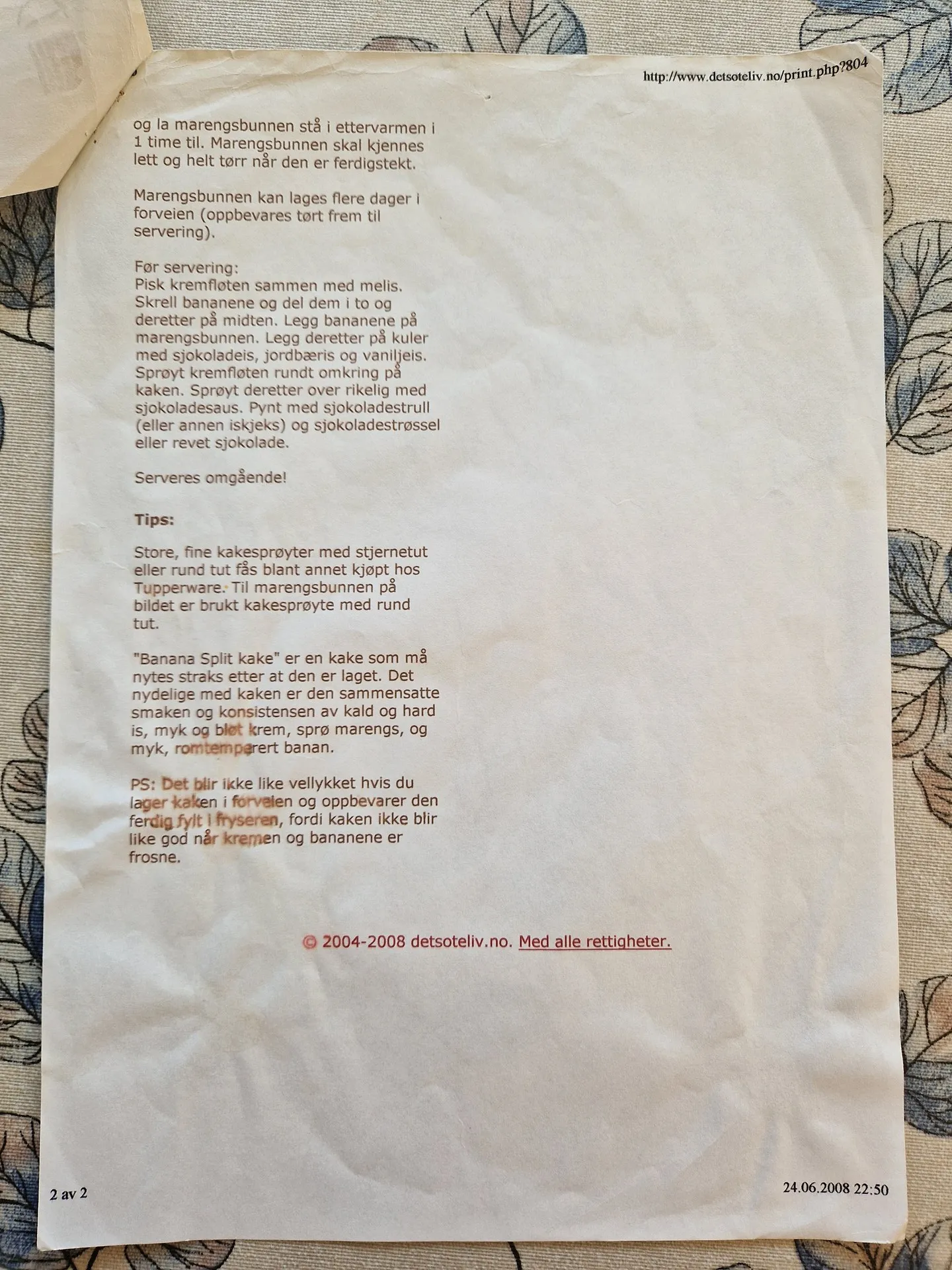 Bilde (1) av oppskrift for Banan split kake