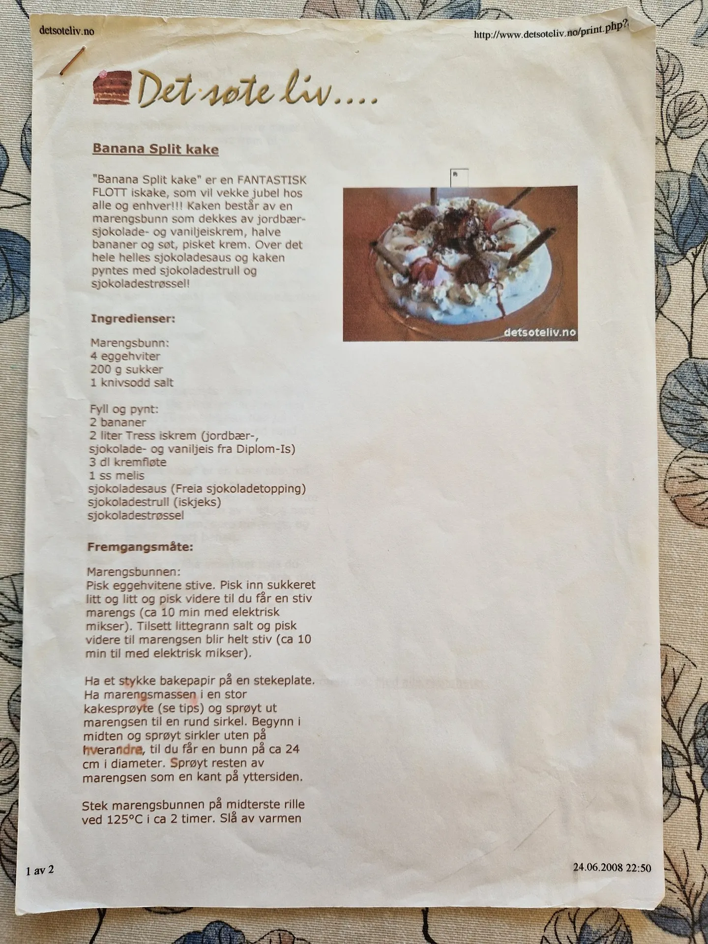 Bilde (0) av oppskrift for Banan split kake