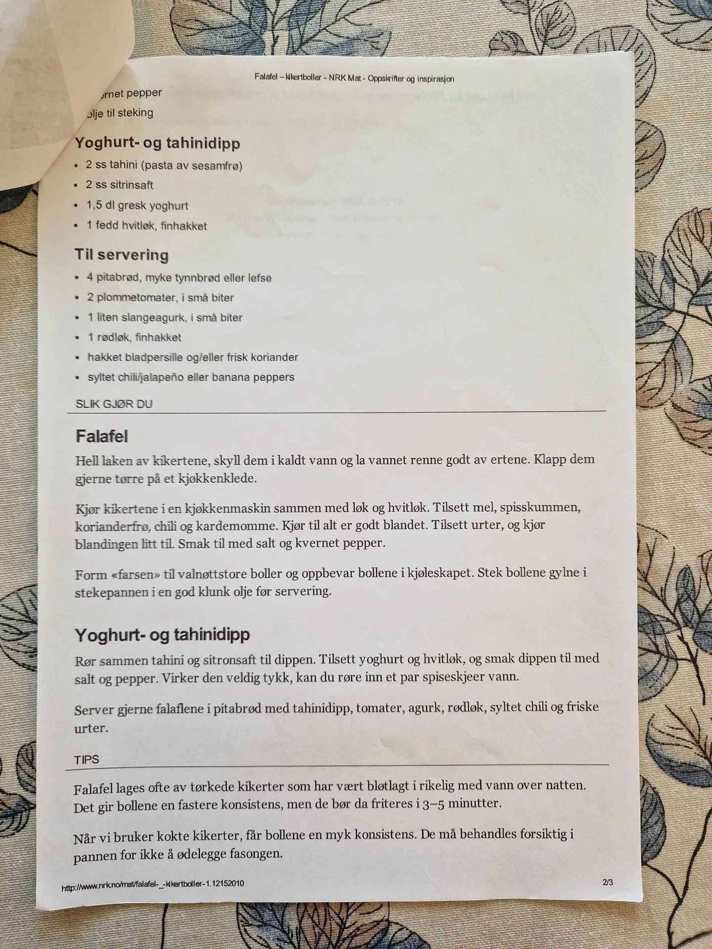 Bilde (1) av oppskrift for Falafel