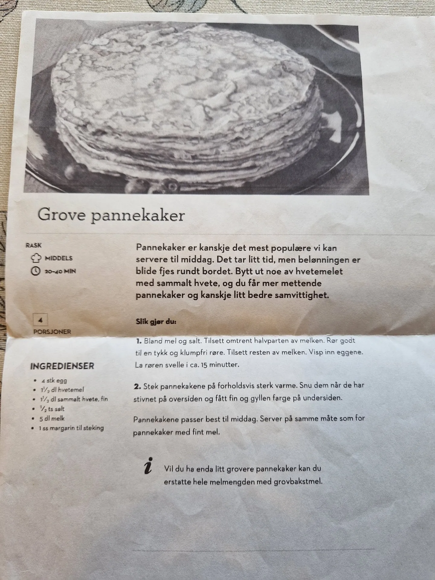 Bilde (0) av oppskrift for Grove pannekaker