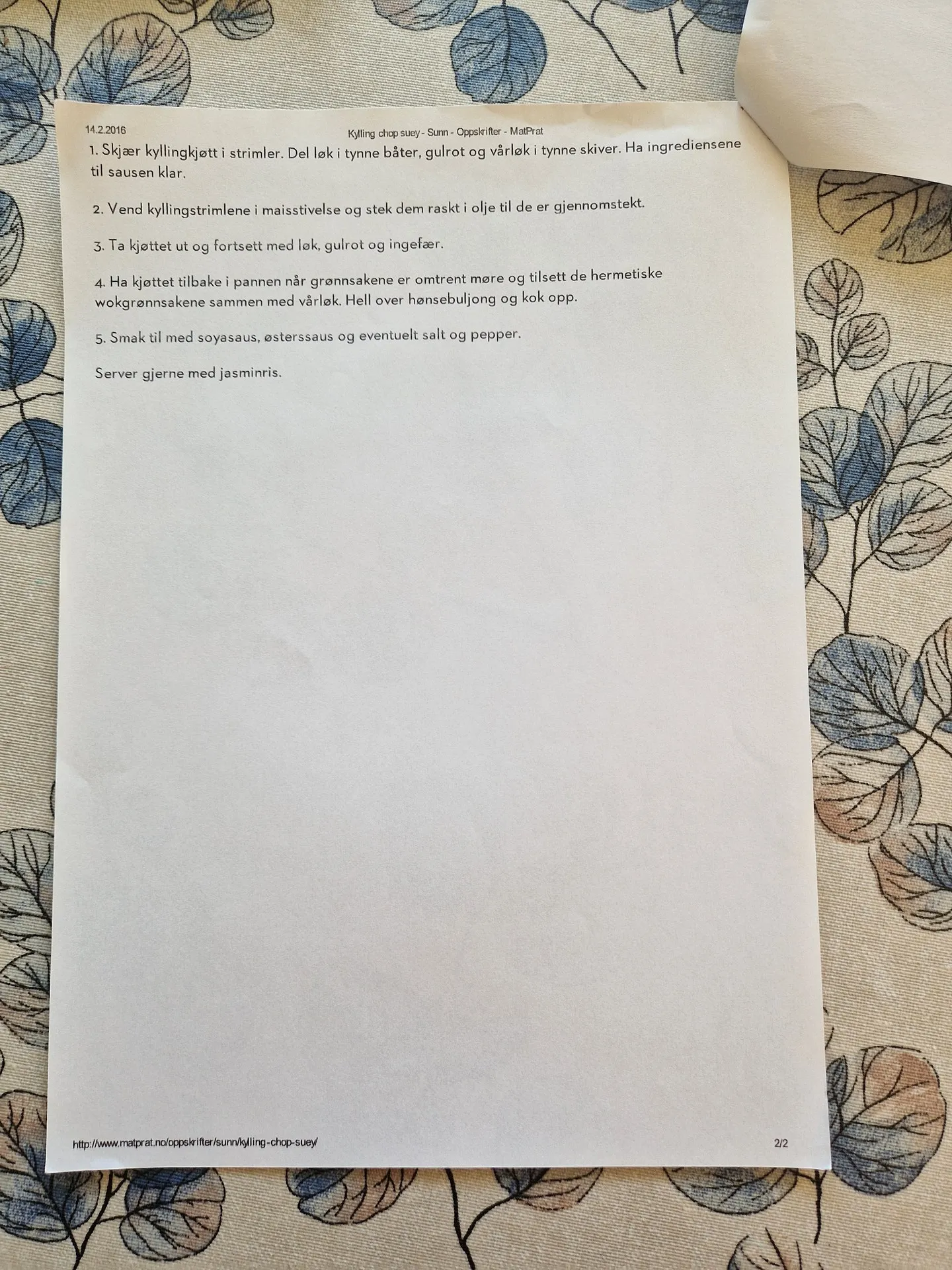 Bilde (1) av oppskrift for Kylling chop suey