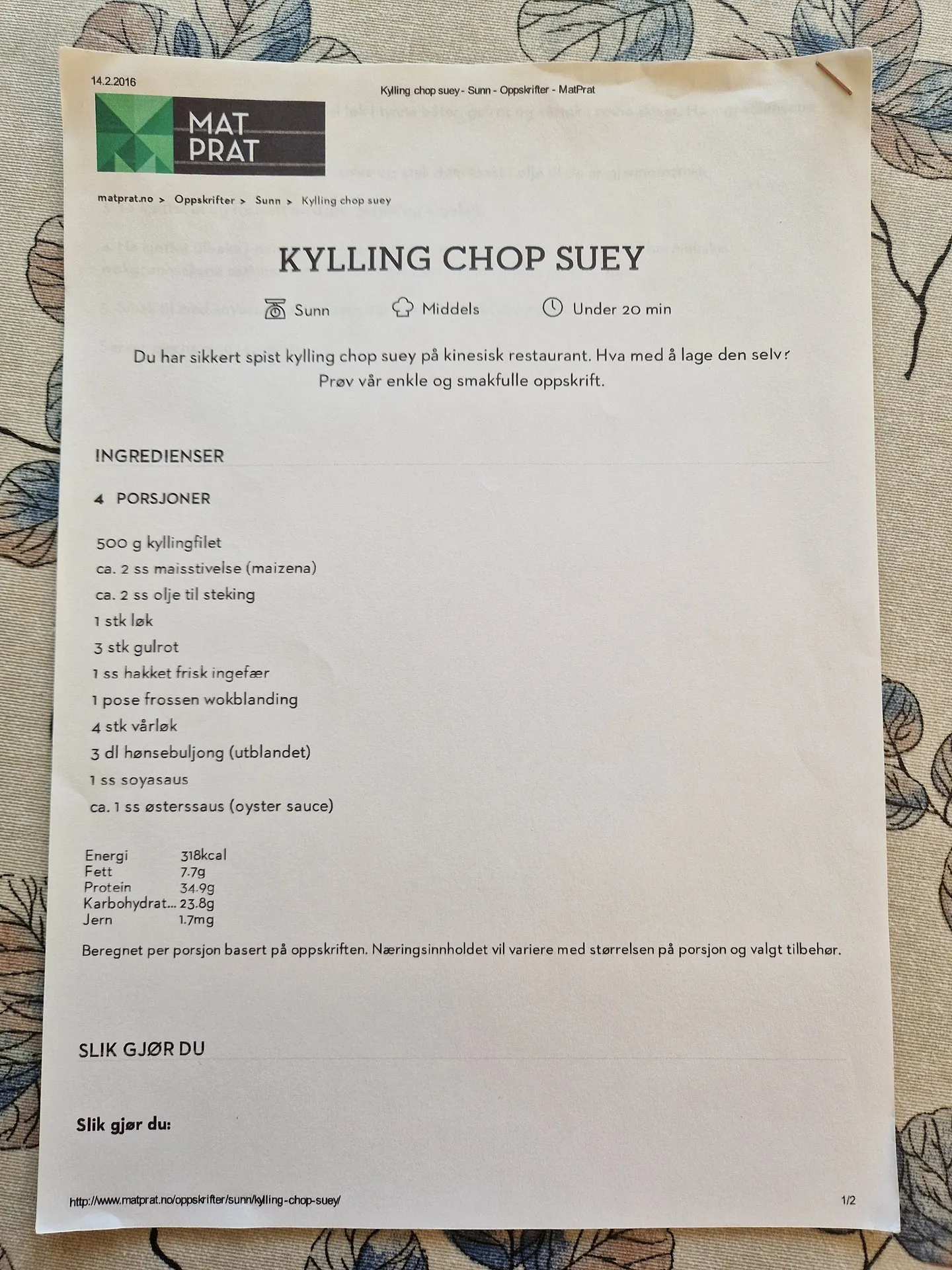 Bilde (0) av oppskrift for Kylling chop suey