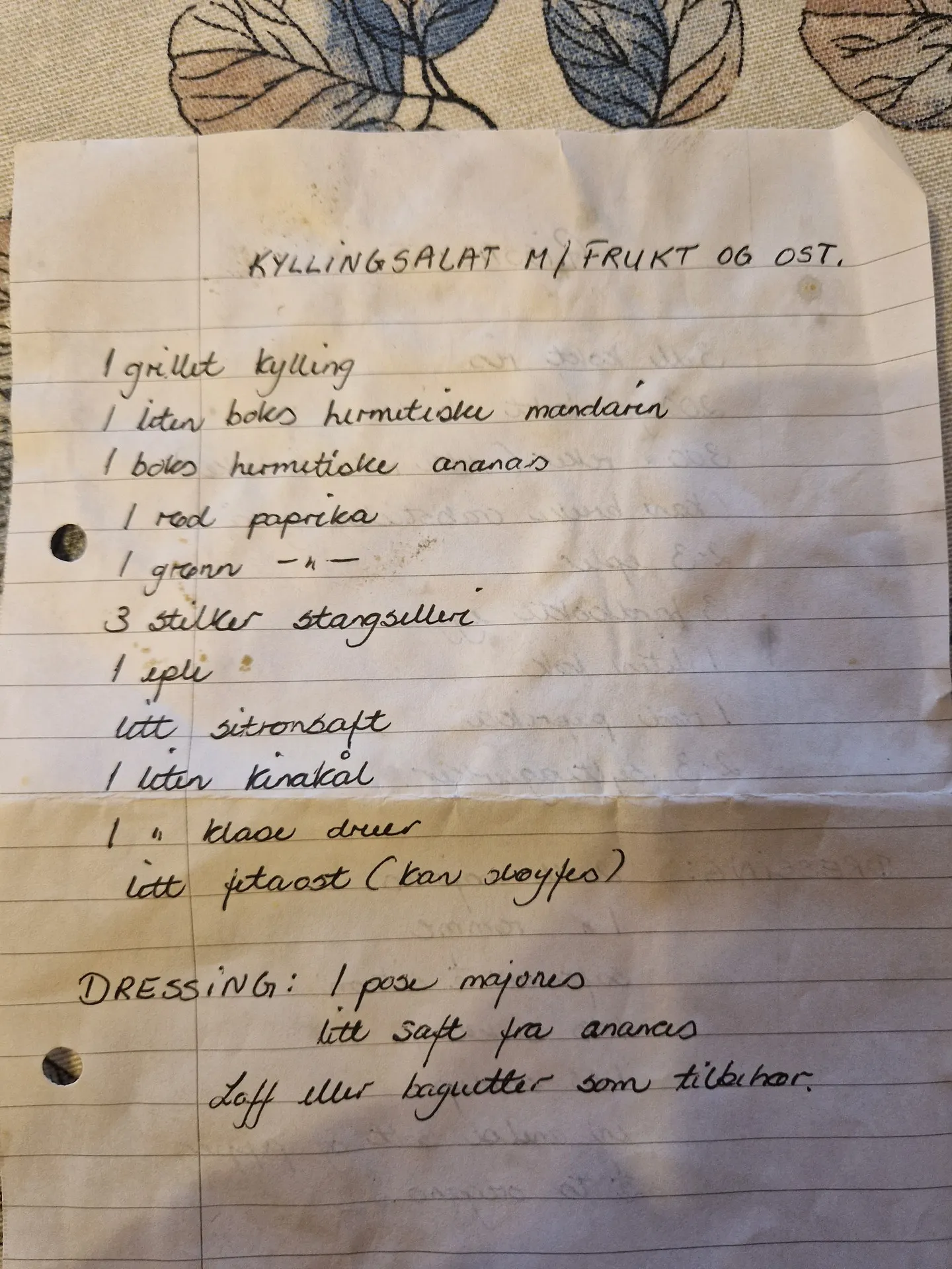 Bilde (0) av oppskrift for Kyllingsalat med frukt og ost