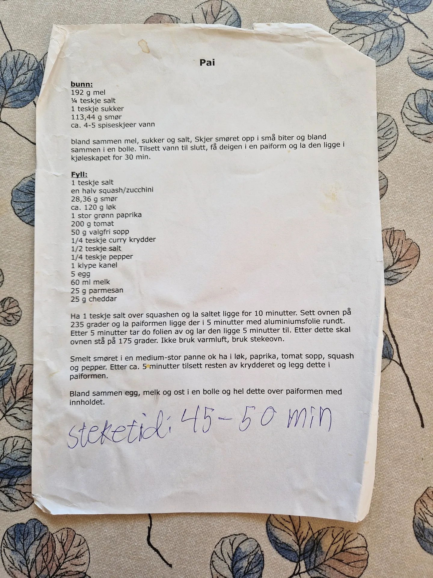 Bilde (0) av oppskrift for Pai