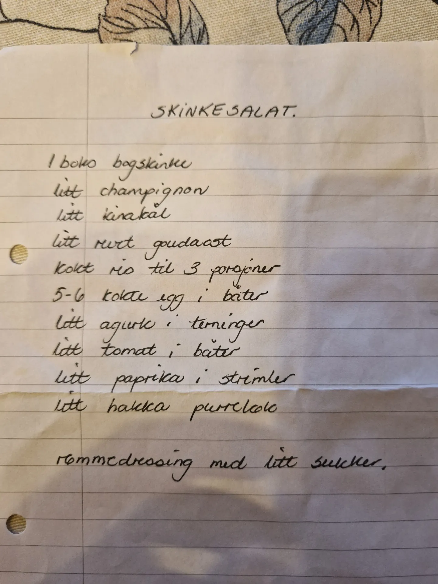 Bilde (0) av oppskrift for Skinkesalat